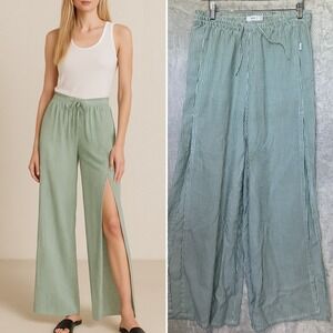 Onia Striped Wide Leg Lounge Pants Sz medium Chloe pull on Side‎ Slits
